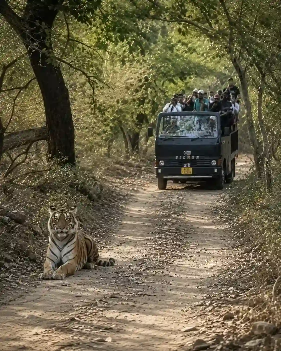 Canter safari vehicle in Ranthambore
